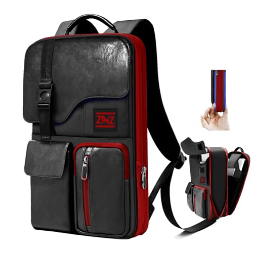 Slim & Expandable Laptop Backpack 15.6 Inch, Computer Rucksack Water Resistant Bag, Anti-Theft Travel Daypack for Men and Women-Black&Red - color: Black&red