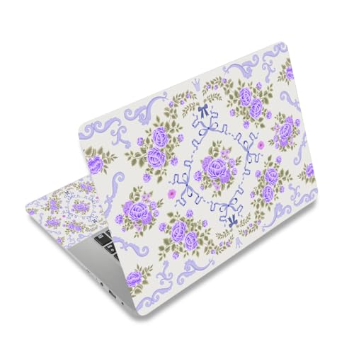 DINKY Laptop Skin Sticker Decal 15.6" 15.4" 12" 13" 13.3" 14" 15 inch Laptop Universal Vinyl Skin Stickers Cover Art Decal Notebook PC Personalized Protector, Purple Flower Bow - color: Purple Flower Bow