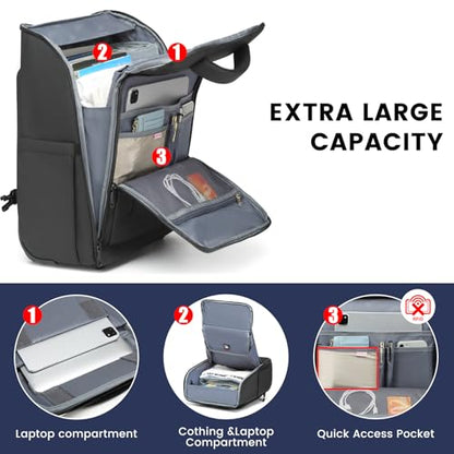 Rolling Backpack Waterproof Commuter Backpack with Wheels for Business, Laptop Compartment for 15.6-Inch Laptop, Wheeled Carry-On Bag for Adults - color: Grey