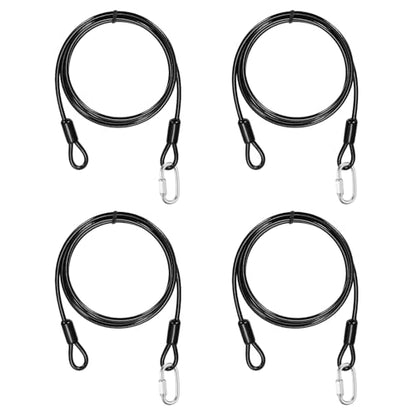 PATIKIL Security Cable Lock (3/16" Dia 4.9ft, Black)(4 Set) Vinyl Coated 304 Stainless Steel Double Loop Flexible Wire Rope Safety Cable with Quick Links Locking Connectors - color: Black, size: 4.9ft x 3/16"