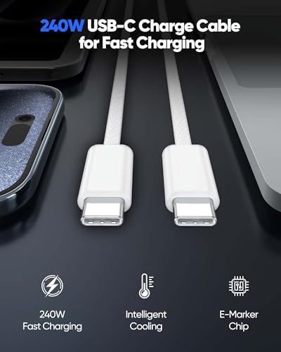 USB C to USB C Cable 3.3FT 2-Pack, Short USBC to C Cable Fast Charging for iPhone 17 Pro Max,iPhone 16 Pro Max,iPhone 15 Pro Max,iPad Pro/9th/10th, MacBook Pro/Air,Soft & Braided iPhone Charger Cord - size: 1M/3.3FT