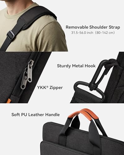 bagasin 17 17.3 18 inch Laptop Bag Carrying Case with Edge Protection | Water-Repellent Fabric Computer PC Shoulder Briefcase, Lightweight Toploader, Business Casual or School - color: Black, size: 17.3