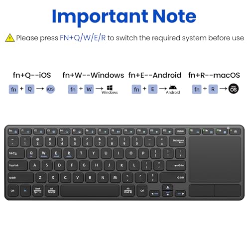 Rechargeable Wireless Keyboard with Touchpad Multi-Device Computer Keyboard with Trackpad 2.4G and Bluetooth Wireless Touch TV Keyboard for PC/Laptop/Tablet/Smart TV