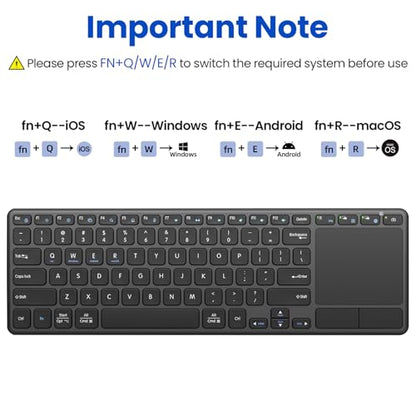 Rechargeable Wireless Keyboard with Touchpad Multi-Device Computer Keyboard with Trackpad 2.4G and Bluetooth Wireless Touch TV Keyboard for PC/Laptop/Tablet/Smart TV