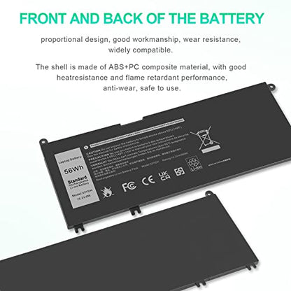 Futurebatt 33YDH Laptop Battery for Dell Inspiron 17 7000 7778 7779 7786 7773 15 7577 G3 3579 3779 G5 5587 G7 7588 Latitude 13 3380 14 3490 15 3590 3580 PVHT1 P30E 81PF3 081PF3 Vostro 15 7580 7570 - size: 33YDH 10.83*5.12*0.73 in