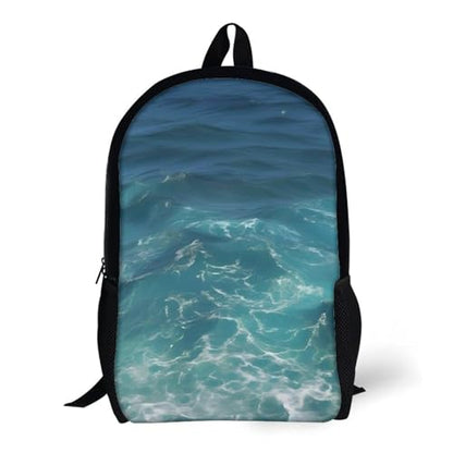 Laptop Backpack with Pocket, Large, Adjustable 17 Inch Bag, Waterproof | The Deep Blue Sea Computer Bag for Work, Breathable, Expandable Backpack for Women Men, Portable