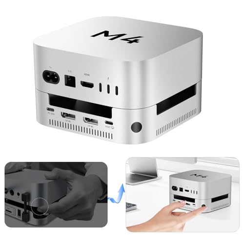 ACASIS 40Gbps Mac mini M4 Dock & Stand with Dual-Bay NVMe SSD Enclosure | Aluminum DP Hub for Mac mini M4 and M4 Pro 2024, 4K60Hz DP, 3X10G USB A, PD 30W, SD/TF 4.0, Support Dual SSD B+M M-Key