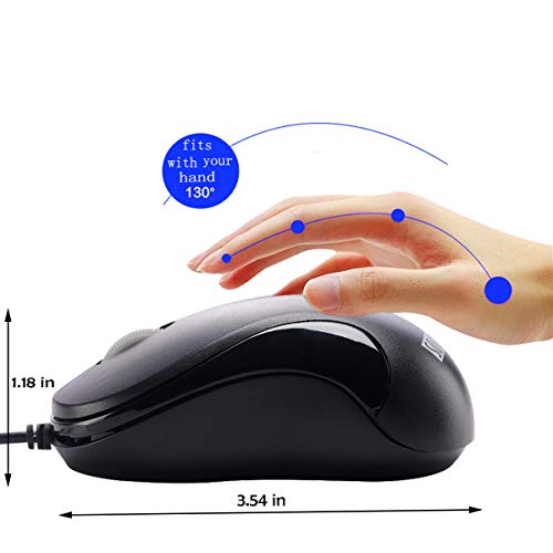 SOON GO Mini USB Wired Mouse for Laptop, Office, Business, Notebook, MacBook, Desktop, Chromebook, PC - Black - color: Blacksinge