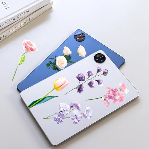 50pcs Fresh and Gentle Spring Flowers Stickers，Transparent Stickers for Scrapbook Supplies Cards Making Books Postcards Water Bottles Laptops Computer DIY, etc(colourful-B16) - color: Colourful-b16