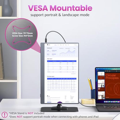 kksmart Portable Monitor 15.6 inch 1080P FHD 86% sRGB 60Hz, Travel Monitor for Laptop MacBook Surface PC Xbox PS5, HDMI USB-C VESA Compatible Built-in Speaker - size: 15.6