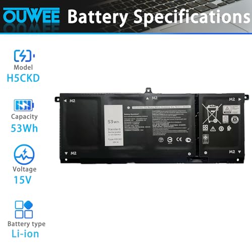 H5CKD Battery Replacement for Dell Inspiron 5400 5406 7405 7300 7306 7500 7506 2-in-1 Silver 5300 5301 5401 5402 5408 5409 5501 5502 5508 5509 Series Latitude 3410 3510 Vostro 5300 5301 7T8CD - size: 8.94*3.43*0.28 inch H5CKD