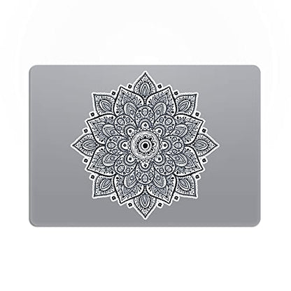 Black Mandala Laptop Sticker - Waterproof White Vinyl Decal Compatible with MacBook Air/Pro 13 & 15 inch - Cosmic Noir Design for Enhanced Style on Computer Laptops - color: Black on White Material (for Darker Laptop)
