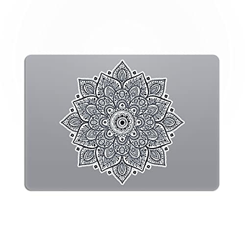 Black Mandala Laptop Sticker - Waterproof White Vinyl Decal Compatible with MacBook Air/Pro 13 & 15 inch - Cosmic Noir Design for Enhanced Style on Computer Laptops - color: Black on White Material (for Darker Laptop)