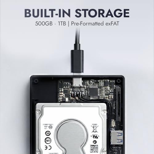 Nexus 500GB Portable External Hard Drive with Built-in Docking Station 5-in-1 USBC Hub, USB 3.1 10Gbps, SD & MicroSD, Bus-Powered, Compatible with MacBook, Laptop, iPad (500GB + 5-IN-1 DOCK) - size: 500GB + 5-IN-1 DOCK