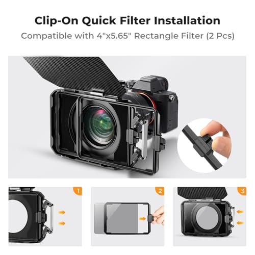 K&F CONCEPT Matte Box with Carbon Fiber Top Flag, with 5pcs Adapter Rings | DSLR Camera Matte Box with Carbon Fiber Top Flag, with 67/72/77/82/95mm Adapter Rings-FM702