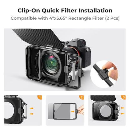 K&F CONCEPT Matte Box with Carbon Fiber Top Flag, with 5pcs Adapter Rings | DSLR Camera Matte Box with Carbon Fiber Top Flag, with 67/72/77/82/95mm Adapter Rings-FM702