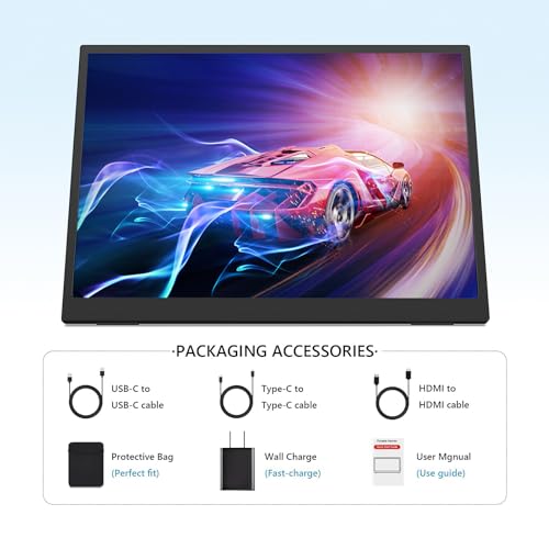 Portable Monitor Touchscreen 15.6" 1080P FHD IPS, 10-Point Touch Travel Gaming Display with Dual Speakers & Kickstand, USB-C HDMI External Screen for Laptop, PS5, Switch (1080P Touch, 15.6Inch) - size: 15.6 inches, style: 1080P Touch