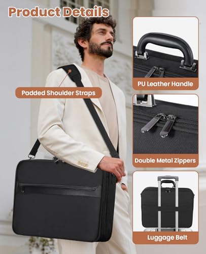 Jetviivid Laptop Briefcase for Men, 15.6-16 inch Lightweight Attache Case | 120° Opening Design,Professional Business Work Bag Computer Carrying Case