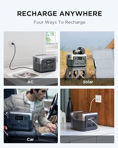 EF ECOFLOW Portable Power Station River 2 Max 500, 499Wh 500W | 1 Hr Fast Charging, LiFePO4 Battery, Up to 1000W Output Solar Generator (Solar Panel Optional) for Outdoor Camping/RVs