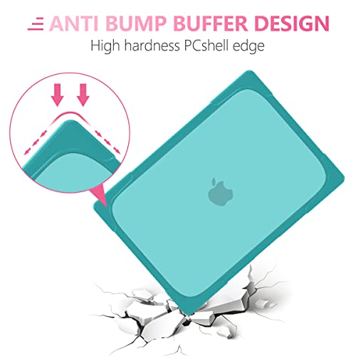 Batianda Heavy Duty Case for MacBook Pro 14 inch 2026-2021, Blue | Fits M5/M4/M3/M2/M1 Pro Max Chip, Ergonomic Foldable Stand Holds 22 lbs, Shockproof Bumper, Matte Translucent Hard Shell - color: Cyan