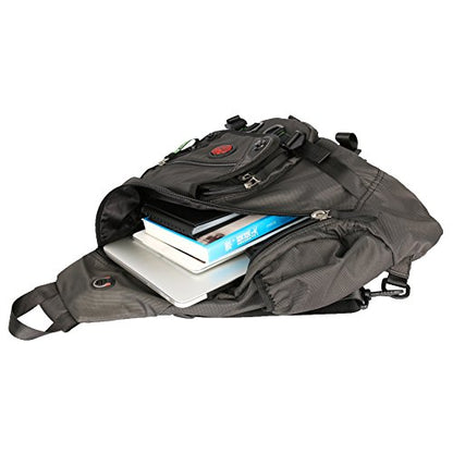 Large Sling Bag Laptop Backpack Cross Body Messenger Bag Shoulder Travel Rucksack (A-Black) - color: A-black