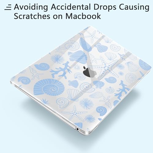 for MacBook Air 13 inch Case 2020 M1 A2337 2019 2018 Release– Fashionable Lightweight Floral Design Transparent HD Clear Laptop Shell, with TPU Keyboard Cover & OTG Adapters, Shell - color: Shells and Conches