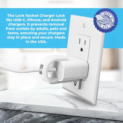 Pro USB-C Fast Charger Lock 2/PK - Anti Theft Cord & Outlet Lock, with Security Screw. for Apple iPhone 16/15/14/13/12/11/ X/MAX/XR/8/7, iPad, Samsung and More -Child-Safe - Made in USA