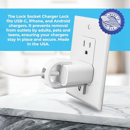 Pro USB-C Fast Charger Lock 2/PK - Anti Theft Cord & Outlet Lock, with Security Screw. for Apple iPhone 16/15/14/13/12/11/ X/MAX/XR/8/7, iPad, Samsung and More -Child-Safe - Made in USA