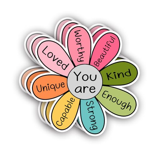 (3Pcs) You are Kind Enough Worthy Loved Strong Enough Sticker Inspirational Vinyl Decals for Tumbler Laptop Water Bottles Books Phone - Size 3x3 Inches