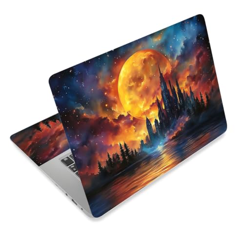 Laptop Skin Sticker Decal for 12 13 13.3 14 15 15.6 in, Universal Vinyl Waterresistant Protector Cover for Notebook PC Netbook, Computer Decor for Women Girls Fantasy Moonlit City - color: Fantasy Moonlit City