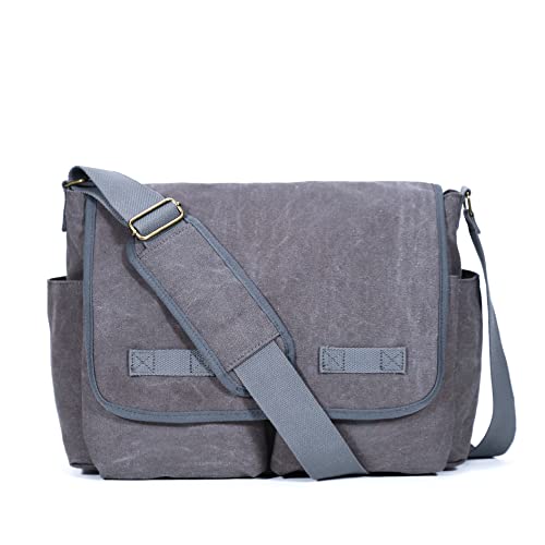 Sechunk Canvas Large Messenger Bag Shoulder bag Cross body bag Crossbody Bag - color: Grey, size: Large