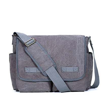 Sechunk Canvas Large Messenger Bag Shoulder bag Cross body bag Crossbody Bag - color: Grey, size: Large