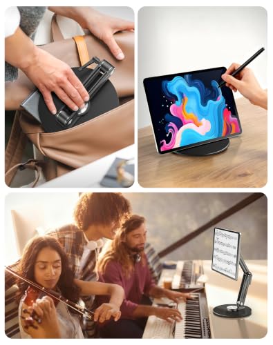 Jakeko Magnetic Portable Monitor Stand VESA Mount 75mm Travel 360° Swivel | L-Shaped Hand Wrench,13.3" 14.1" 15.6" 17.3" 18.5 Inch Screen,Thickened Base,Fully Folds Flat For Easy Storage,Solid Aluminum - size: Up to 18.5''