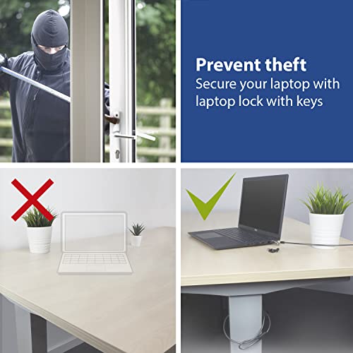 ACT Laptop Lock Security Cable 2m, Keyed Cable, Wedge Slot Notebook Lock, Swivel Lock Head, Laptop Lock Dell, Portable Anti-Theft Cable - AC9040 - style: Key