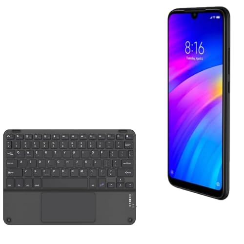 BoxWave Keyboard Compatible with Xiaomi Redmi Note 8 - SlimKeys Bluetooth Keyboard with Trackpad, Portable Slim TouchPad - Jet Black