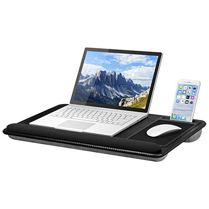 LapGear Home Office Pro Lap Desk with Wrist Rest, Mouse Pad, and Phone Holder - Black Carbon - Fits Up to 15.6 Inch Laptops - Style No. 91498