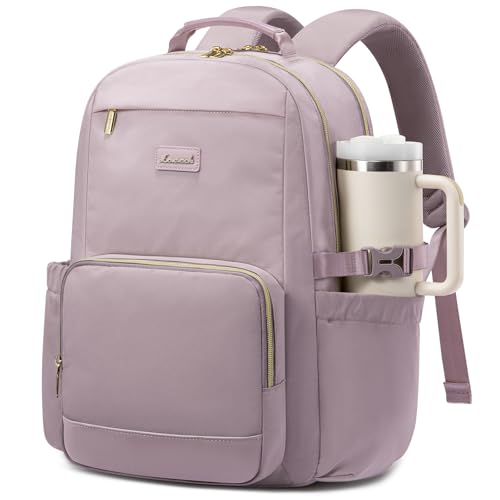 LOVEVOOK Laptop Backpack for Women with Pouch Pocket for Large Capacity Cup,17 Inch Laptop Computer Bag Travel Backpack Purse,Waterproof Work Business Backpack College Teacher Bags,Grayish Purple - color: Grayish Purple, size: 17 Inch