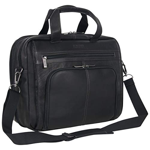 Kenneth Cole REACTION ‘Out of the Bag' Manhattan Colombian Leather 15.6" Laptop Briefcase Travel Business Case Bag - color: Black