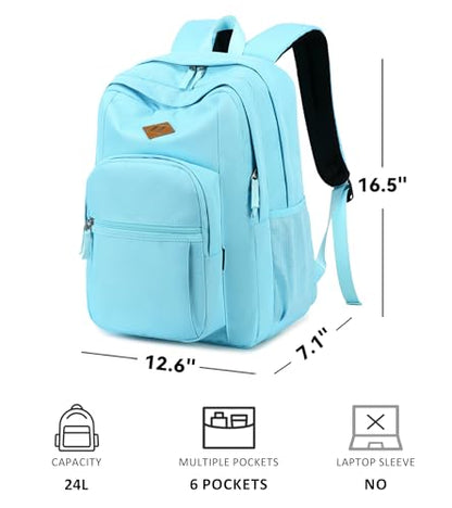 abshoo Classical Basic Womens Travel Backpack For College Men Water Resistant Bookbag (Light Blue) - color: Light Blue, size: 16.5 Inc