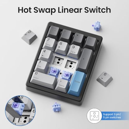 Kisnt MF17 Mechanical Numpad for Excel Financial Data Entry | QMK/VIA Programmable, Wired 17 Keys Hot Swappable, Custom RGB with PBT Keycaps for Laptops PC Compact Keyboards (Black) - color: Black