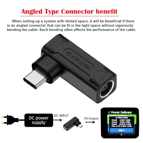 140W 100W DC Jack 7.9x5.4mm Input to USB-C Type-C Angled 90 Degree Power Plug Charge Adapter for Laptop Phone - style: 7.9x5.4mm 140W