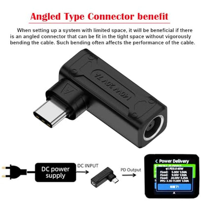 140W 100W DC Jack 7.9x5.4mm Input to USB-C Type-C Angled 90 Degree Power Plug Charge Adapter for Laptop Phone - style: 7.9x5.4mm 140W