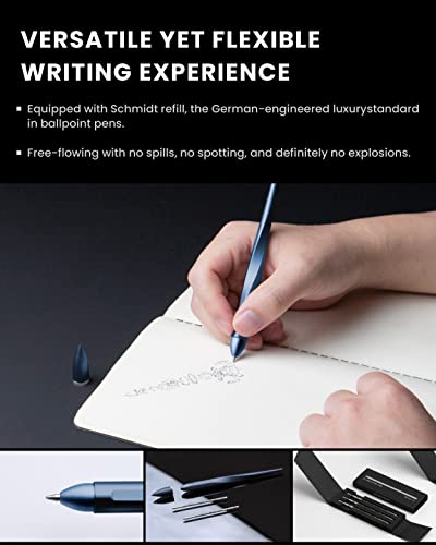 novium Hoverpen Interstellar - Futuristic Luxury Pen | Aerospace Alloys, Unique Aesthetic, Free Spinning Executive Pen, Gifts for Men & Women (Neptune Blue) - color: Neptune Blue, style: Standard