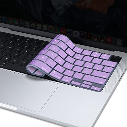 MOSISO Keyboard Cover Skin Compatible with MacBook Air 15 inch M3 M2 | A3114 A2941/Air 13.6 A3113 A2681/Pro 14/16 M4 M3 M2 M1, Light Purple - color: Light Purple