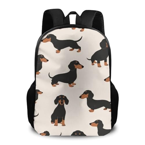 Women's Waterproof College Gym Backpack, Lightweight Large Travel Backpack, Casual Day Pack, Laptop Backpack Cartoon Dachshund Weiner Dog Pet Dogs - color: Color564