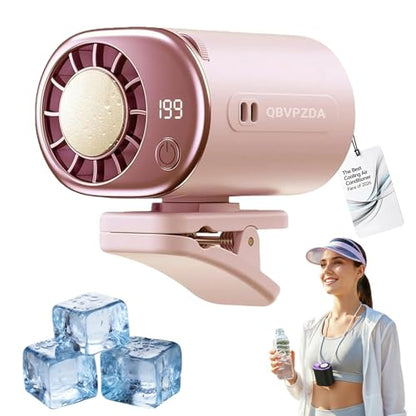 2026 Personal Portable Car Clip-On Air Conditioner Fan with 360° Rotation 199 Speeds Adjustable USB Rechargeable LED Display for Office Car Outdoor Beach (Pink) - color: Pink
