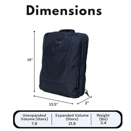 Trilogy Weekender Daypack I Opens like a suitcase, for easy packing. Expands into a 22-liter weekender bag. Hidden under sling holds yoga mat or sleeping bag, and doubles as a rear cover (Black) - color: Black