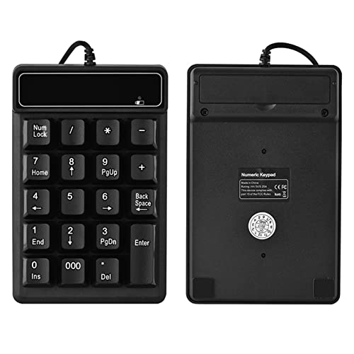 Wired Number Pad, 19 Keys Numeric Keypad with 4.9Ft USB Cable, Plug and Play Portable Financial Accounting Keyboard for Laptop Desktop PC