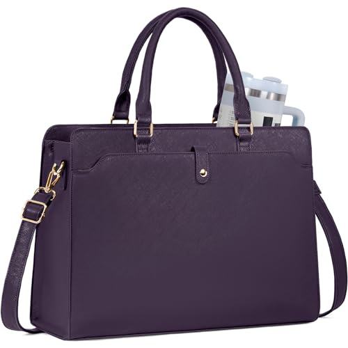 Laptop Tote Bag for Women 15.6 Inch Waterproof Leather Computer Bags Large Capacity Business Office Work Briefcase - color: Purple, size: 15.6 Inch