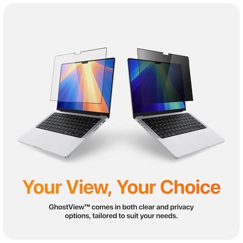 GhostView Premium Air-ttach Ultra Thin Clear Screen Protector, Protect Against Keyboard Imprint, Fingerprint, Smudge and Scratch, Non-Magnetic, Compatible with 2022+ MacBook Air 13", M5/M4/M3/M2 - size: MacBook Air 13" (2022+)